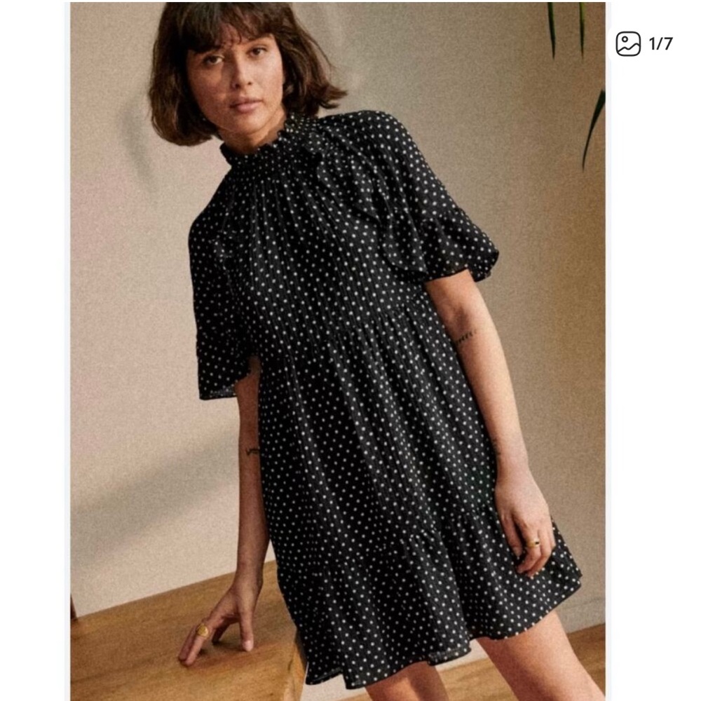 Sezane Polka Dot Black Dress